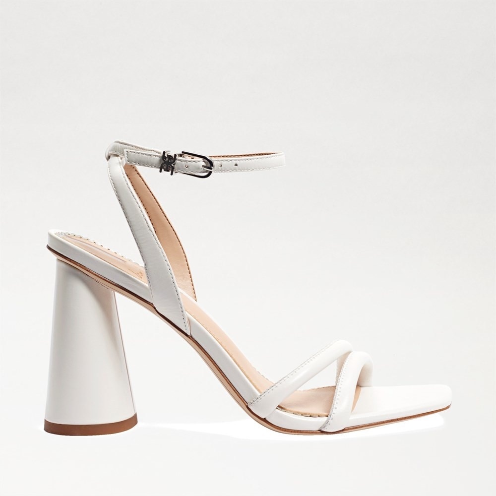 Sam Edelman Kia Block Heel Sandals in bright white leather. Size 11 - Picture 2 of 15